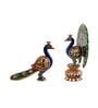 Dancing Peacock Multicolour Engineered Wood Figurine