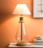 Dane White Fabric Shade Table Lamp with Transparent Base -