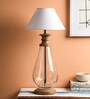Dane White Fabric Shade Table Lamp with Transparent Base -