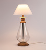 Dane White Fabric Shade Table Lamp with Transparent Base -