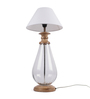 Dane White Fabric Shade Table Lamp with Transparent Base -