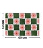 Green and White Tufted Pink Flower Bath Mat (40x60 CM)