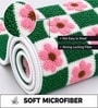 Green and White Tufted Pink Flower Bath Mat (40x60 CM)
