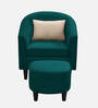 Danney Fabric Barrel Chair With Ottoman in Green Colour