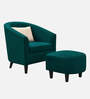 Danney Fabric Barrel Chair With Ottoman in Green Colour