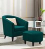 Danney Fabric Barrel Chair With Ottoman in Green Colour