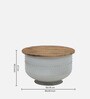 Danzi Metallic Coffee Table In White And Natural Finish With Storage