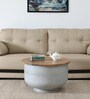 Danzi Metallic Coffee Table In White And Natural Finish With Storage