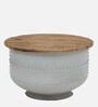 Danzi Metallic Coffee Table In White And Natural Finish With Storage