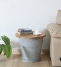 Danzi Metallic End Table In Grey And Natural Finish