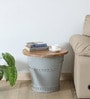 Danzi Metallic End Table In Grey And Natural Finish