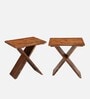 Darcy Bedside Table Set Of 2 In Natural Teak Finish