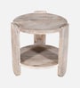 Daria Mango Wood Side table in Whitewash Finish