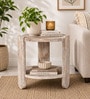 Daria Mango Wood Side table in Whitewash Finish