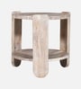 Daria Mango Wood Side table in Whitewash Finish