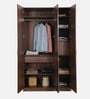 Dario 3 Door Wardrobe In Rolex Brown & Suede Finish With Locker & Drawer