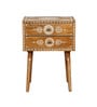  Antique Wooden Side Table With Brass Fittings In Yellow Colour
