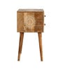  Antique Wooden Side Table With Brass Fittings In Yellow Colour