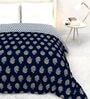 Dark Blue 4-Piece Combo Of Double Bed AC Comforter & Bedsheet Set