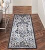 Dark Blue Abstract Polyester 59x24 Inches Machine Made Floor Runner