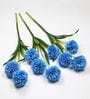 Dark blue Fabric Decorative Artificial BallMum Flowers Set of 3