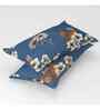 Dark Blue Floral 144 TC Cotton King Fitted Bedsheet Bedsheet 2 Pillow Rose Collection