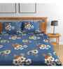 Dark Blue Floral 144 TC Cotton King Fitted Bedsheet Bedsheet 2 Pillow Rose Collection
