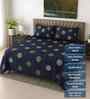 Dark Blue Floral 400 TC Cotton Super King Size Bedsheet with 2 Pilllow covers Essential Series Collection