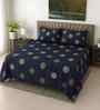 Dark Blue Floral 400 TC Cotton Super King Size Bedsheet with 2 Pilllow covers Essential Series Collection