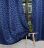 Dark Blue Polyester Jacquard 5ft Regular Eyelet Window Curtain