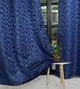 Dark Blue Polyester Jacquard 7ft Regular Eyelet Door Curtain
