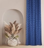 Dark Blue Polyester Jacquard 9ft Regular Eyelet Long Door Curtain