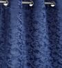 Dark Blue Polyester Jacquard 9ft Regular Eyelet Long Door Curtain