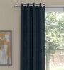 Dark Blue Polyester Solid 5 Ft  Semisheer Eyelet 2 Window Curtains