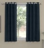 Dark Blue Polyester Solid 5 Ft  Semisheer Eyelet 2 Window Curtains