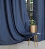 Dark Blue Polyester Solid 5ft Room Darkening Eyelet Window Curtain