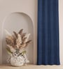 Dark Blue Polyester Solid 7ft Room Darkening Eyelet Door Curtain