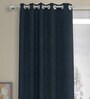 Dark Blue Polyester Solid 9 Ft Semisheer Eyelet 2 Door Curtains
