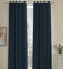 Dark Blue Polyester Solid 9 Ft Semisheer Eyelet 2 Door Curtains