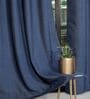 Dark Blue Polyester Solid 9ft Room Darkening Eyelet Long Door Curtain