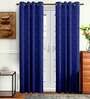Dark Blue Solid Polyester 7 Ft Semisheer Eyelet Door Curtains (Set of 2)