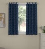 Dark Blue Polyester Floral  5 Ft  Semisheer Eyelet 2 Window Curtains