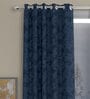 Dark Blue Polyester Floral 9 Ft Semisheer Eyelet 2 Door Curtains