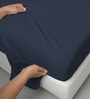 Dark Blue Solid 400 TC Cotton King Sized Bedsheet with 2 Pillow Covers
