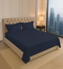 Dark Blue Solid 400 TC Cotton King Sized Bedsheet with 2 Pillow Covers