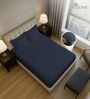 Dark Blue Solid 400 TC Cotton King Sized Fitted sheet with 2 Pillow Covers