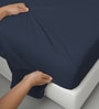 Dark Blue Solid 400 TC Cotton Single Sized Bedsheet with 1 Pillow Cover