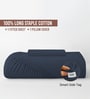 Dark Blue Solid 400 TC Cotton Single Sized Fitted sheet with 1 Pillow Cover