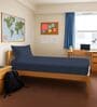 Dark Blue Solid 400 TC Cotton Single Sized Fitted sheet with 1 Pillow Cover