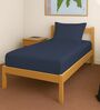 Dark Blue Solid 400 TC Cotton Single Sized Fitted sheet with 1 Pillow Cover